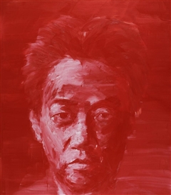 RED SELF-PORTRAIT by Yan Pei Ming
